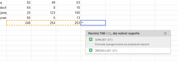sugerowane formuły